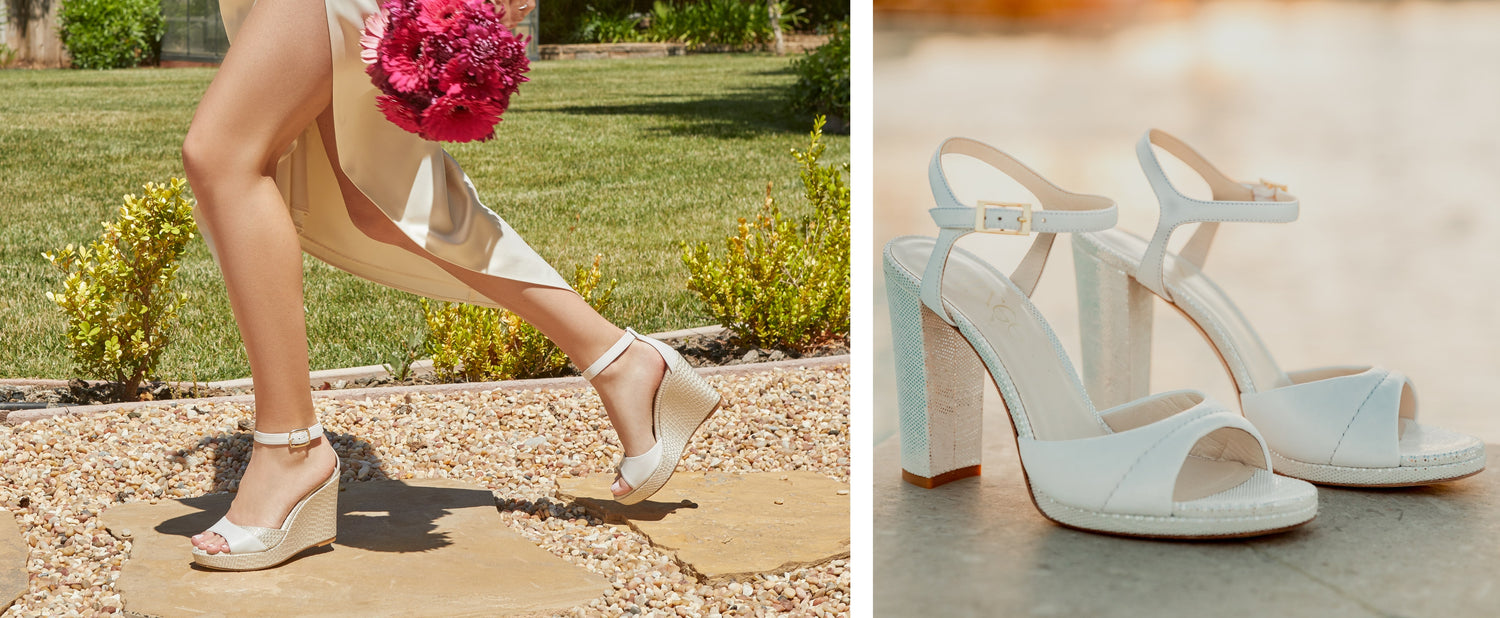 The Brigitte Platform Wedge Sandal - White Leather