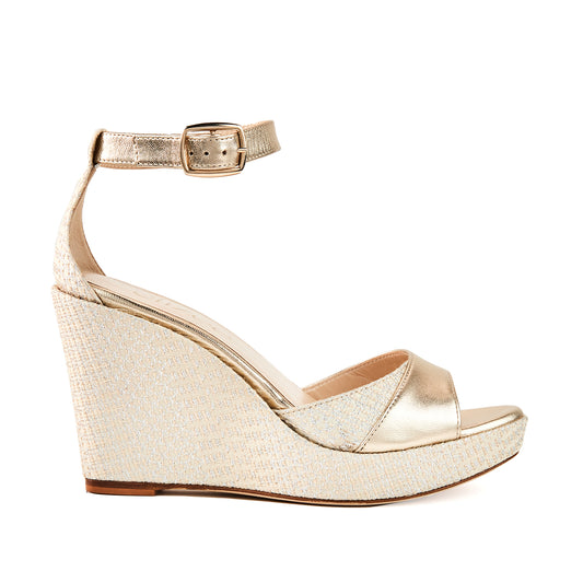 Brigitte Platform Wedge Sandal - Platinum Metallic