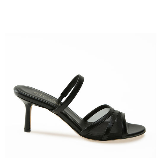 The Crystal Sandal - Black Leather