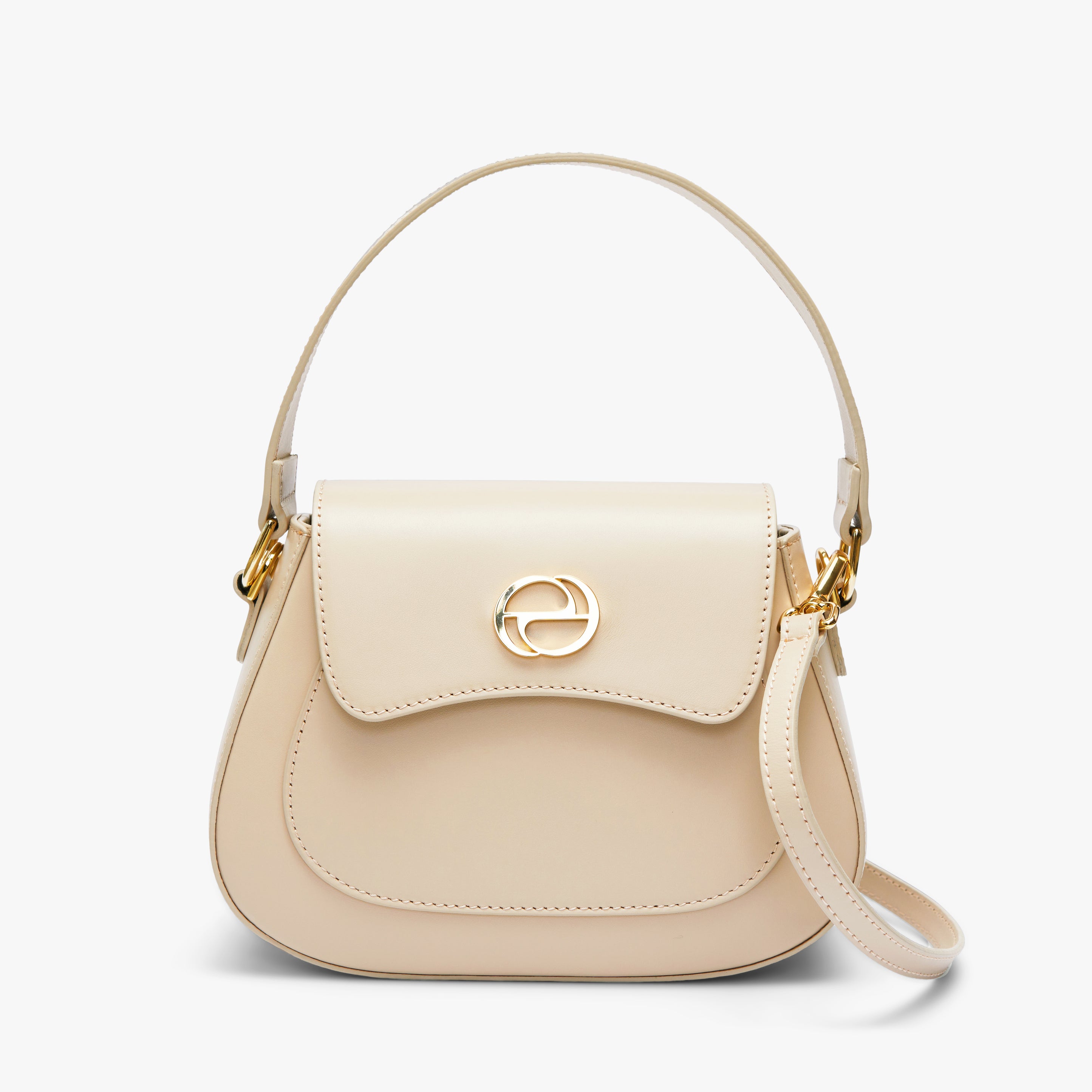 Lunetta Crème Neutral Leather Handbag