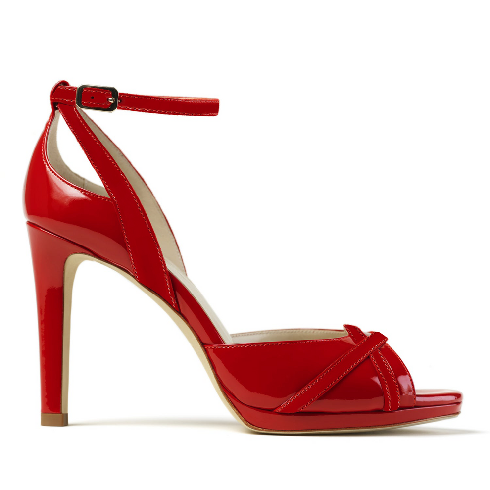 Adriana Crimson Red Patent Leather Platform Sandal