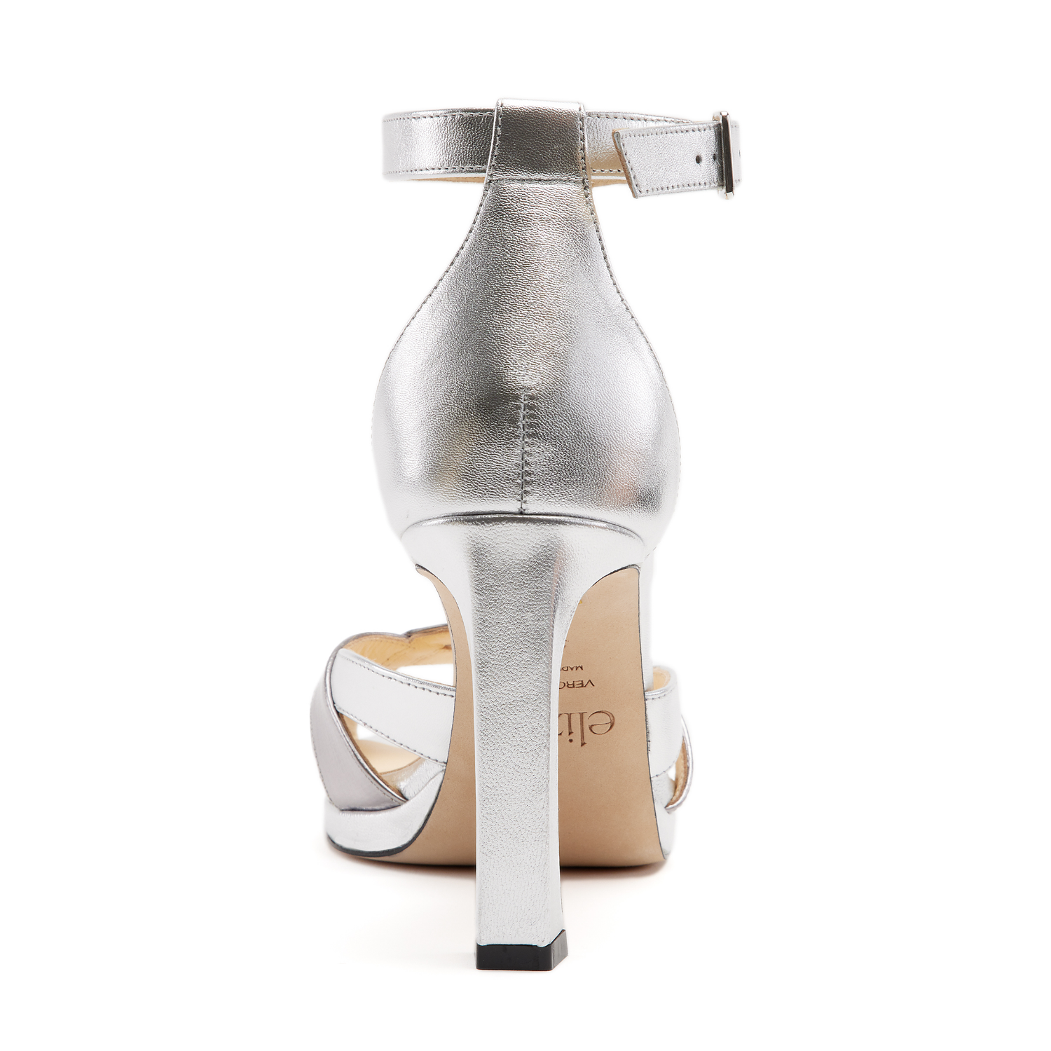 Rhea Sandal | Silver Metallic Leather Platform Heels | Elizée Shoes
