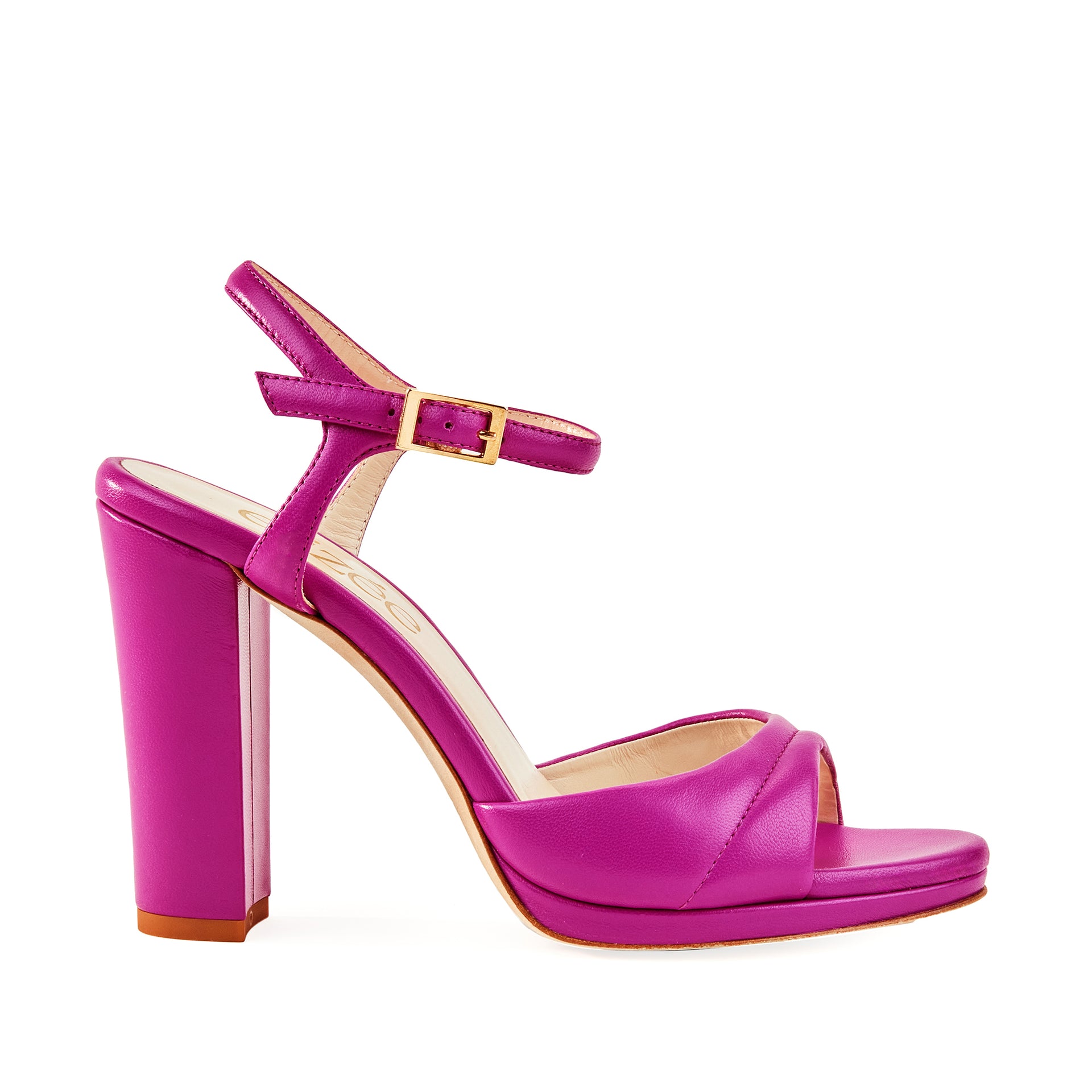 Solange Sandal Dark Pink Leather Platform Heels Elizée Shoes