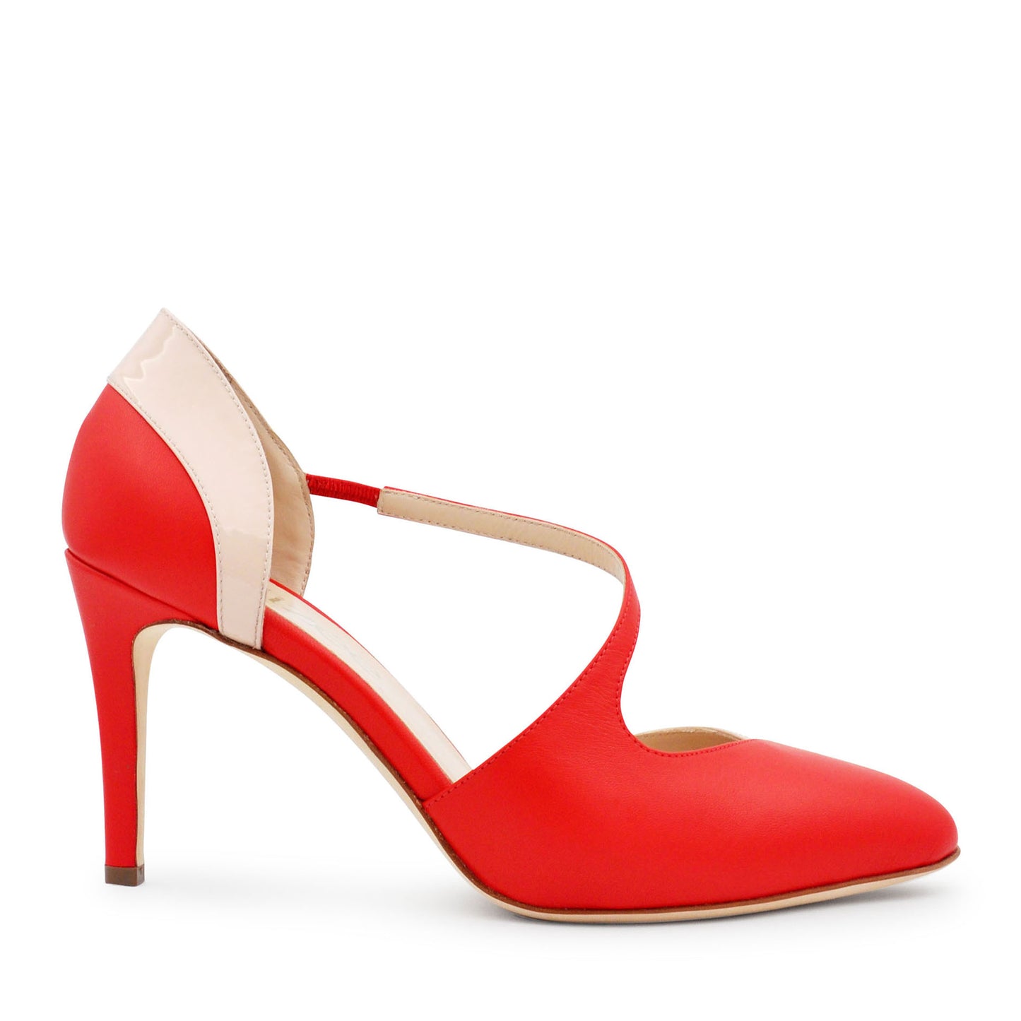 The Elba Pump - Crimson and Blush Leather High Heels