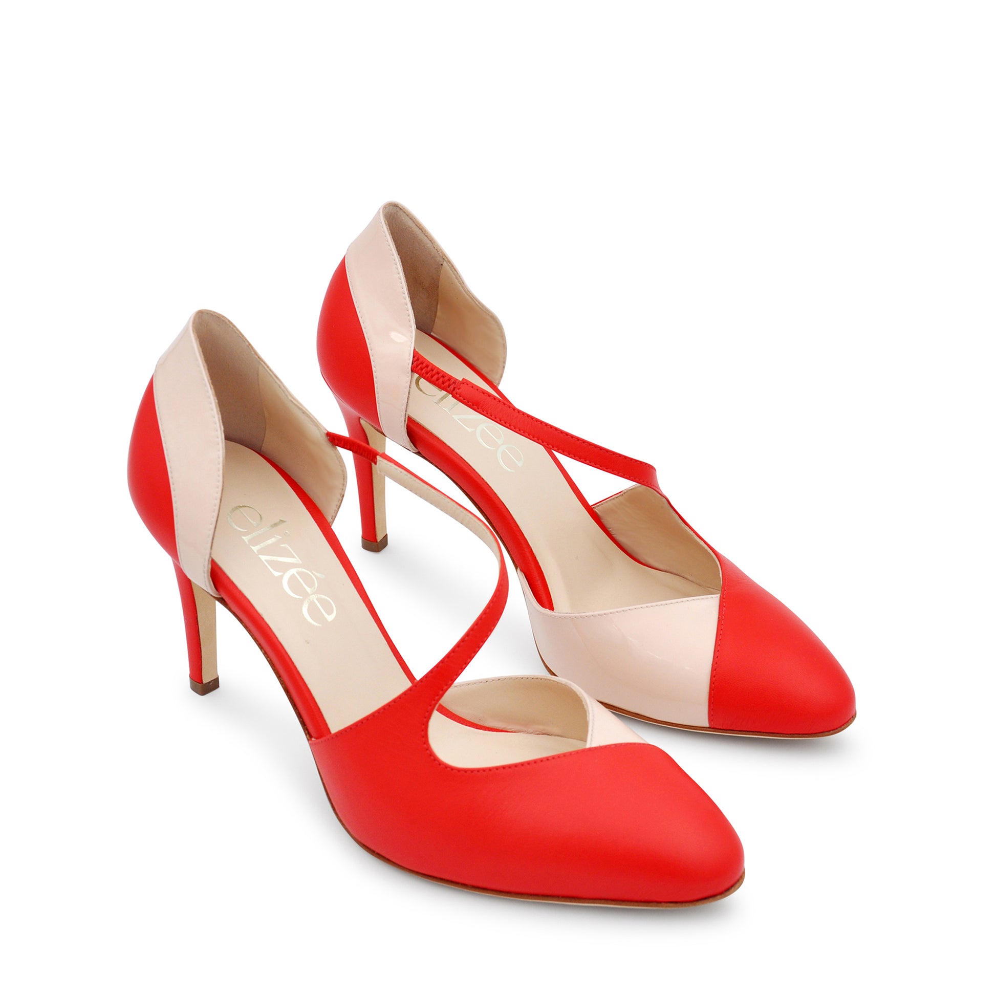 The Elba Pump - Crimson and Blush Leather High Heels